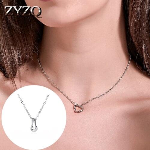 ZYZQ Minimalist Style Twisted Triangle Necklace Wild Hollow Geometric Wave Clavicle Chain