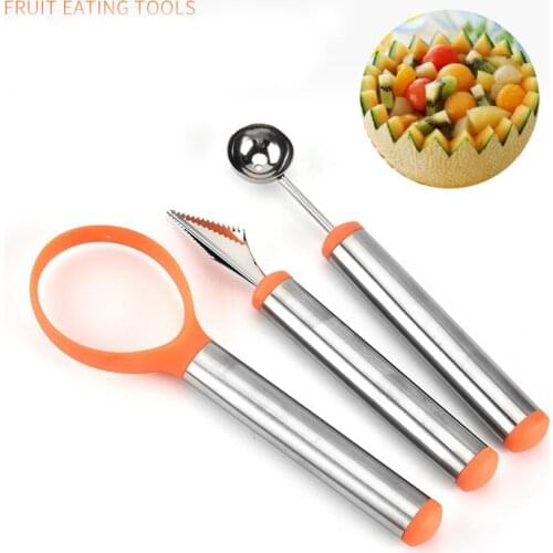 1 set Stainless Steel Fruit Cutters Watermelon Carving Knives Ice Cream Kitchen Kitchens