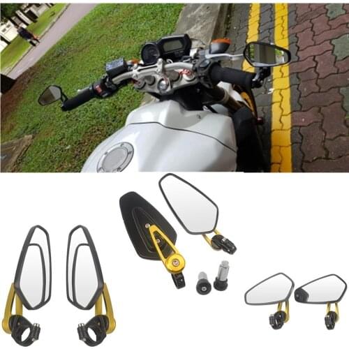 1 Pair 7/8" 22mm Universal Motorcycle Aluminum Rear View Black/Gold/Silver/Red/Blue/Orange Handle Bar End Side Rearview Mirrors
