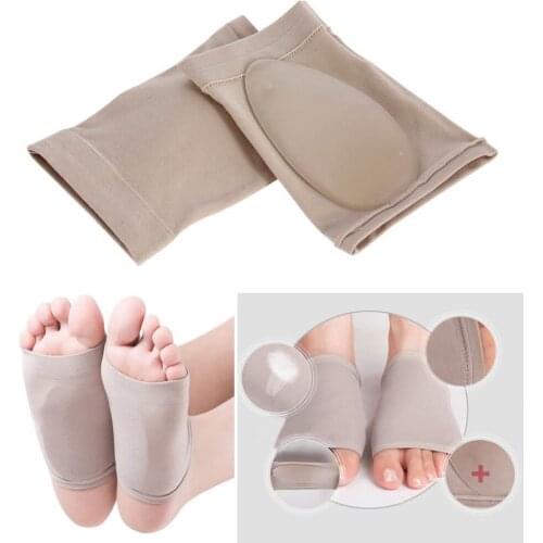 1 Pair Flatfoot Orthotics Pads Silicone Foam Feet Cushion Pad Orthopedic Insoles Insert Cushion Socks Length 11cm Width 7cm