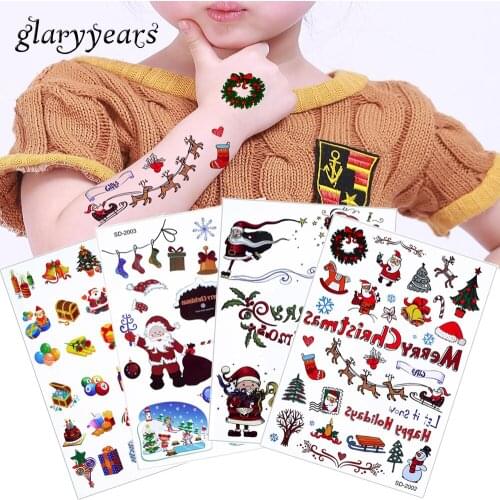 Glaryyears 15*21cm 1 Pc Christmas Temporary Tattoo Sticker Fake Santa Claus Flash Waterproof Fashion Small Body Art Woman Child