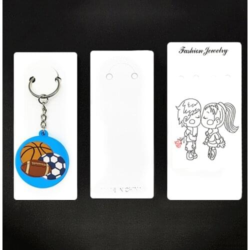 10pcs White Keychain Display Cards with Bags Jewelry Organizer Paperboards Cardboard Keyrings Ring Storage Packaging Card