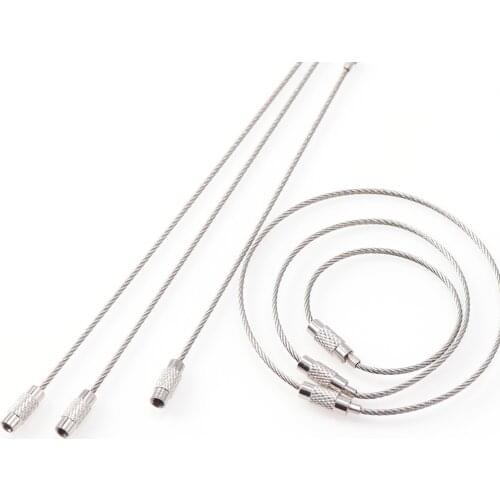 10pcs/lot 2Color 11/15/20cm Wire Rope Key Chain Stainless Steel Wire Keychain Carabiner Cable Key Ring Outdoor Hiking Key Holder