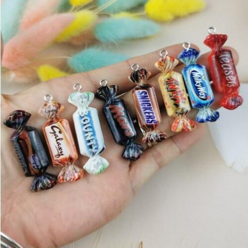 10pcs Flatback Milk Candy Resin Charms Cute Fruit Candies Pendants DIY Craft for Earring Key Chains Floating Jewelry Making