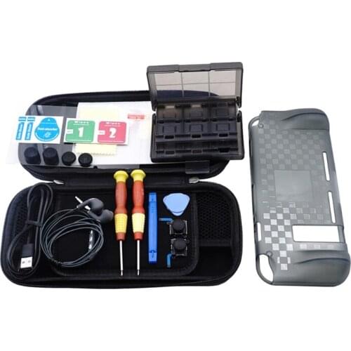 17 in 1 Game Accessories Set Thumb Stick Travel Carrying Bag Cover Screen Protector Case Charging Cable For Switch 573A