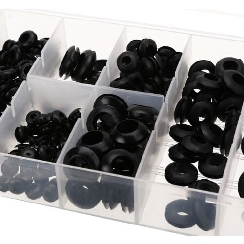 180pcs/kit Black Harness Grommet Set Rubber Grommet Ring Gasket Set Blanking Hole Wiring Cable Retaining Tools 7/8"-1