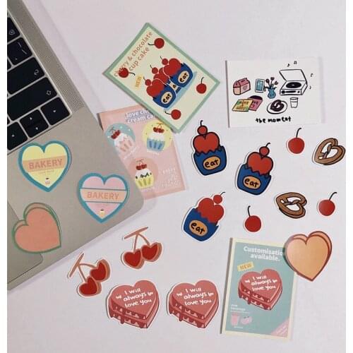 20Pcs/Packs Cartoon Love Waterproof Pattern Sticker Hand Book Album Note Decoration Cherry Image DIY Personalise Stickers