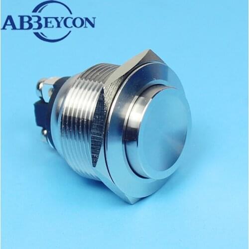 22mm Push Button Switch Stainless Steel Momentary Waterproof IP7 Screw Terminal 10A High Head non-illuminate Switch
