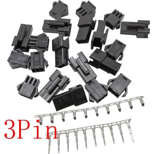 30Set/lot JST SM 3Pin Connector Pitch 2.54mm Female Jack and Male Plug Plastic Housing Shell with Metal Terminal Connectors