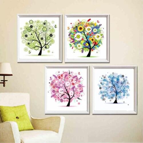 5D Four Seasons Tree Special Shaped DIY Diamod Painting Embroidery Rhinestone Partial Drill Cross-Stitch Home Decor