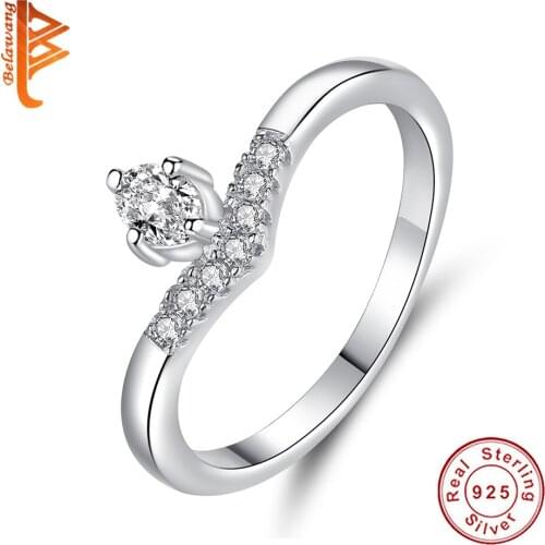 BELAWANG Wholesale Vintage 925 Sterling Silver Tiny Round Classic Wish with Forever Clear CZ for Women Jewery
