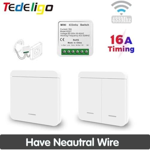 433 Mhz Wireless 16A Mini Smart Light wall Switch Supports 2 Way Control 220v Mini Relay Moudle Timing Control Home Lamp Led Fan