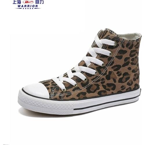Skateboarding Shoe Unisex Leopard Print Canvas Shoes High Upper Korean Version Leisure Movement Non-Slip Wear-Resistant Damping