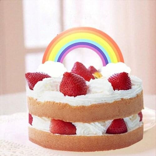 Cake toppers paper banner colorful rainbow for Cupcake Wrapper Baking Cup birthday tea party decoration baby shower