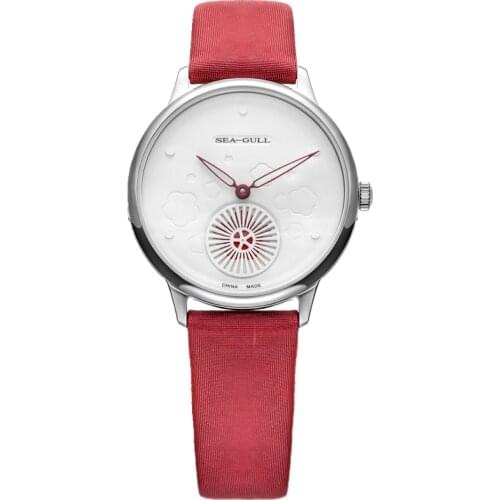 Seagull Dynamic Moving Flower Dial Wristwatch Ultra Thin 8mm Manual Wind Mechanical Womens Watch 813.96.5046L