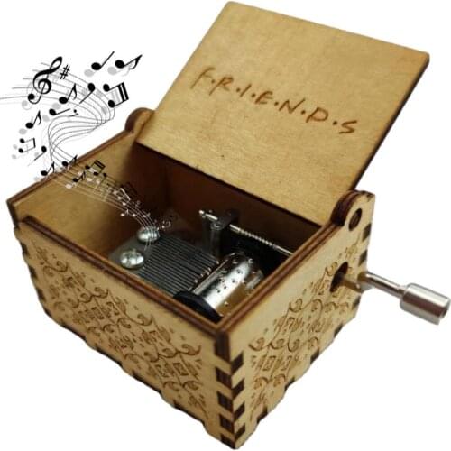 Mini Hand Crank Wooden Music Box Retro Handcrafted Music Box FRIENDS Melody Birthday Present Christmas Gift