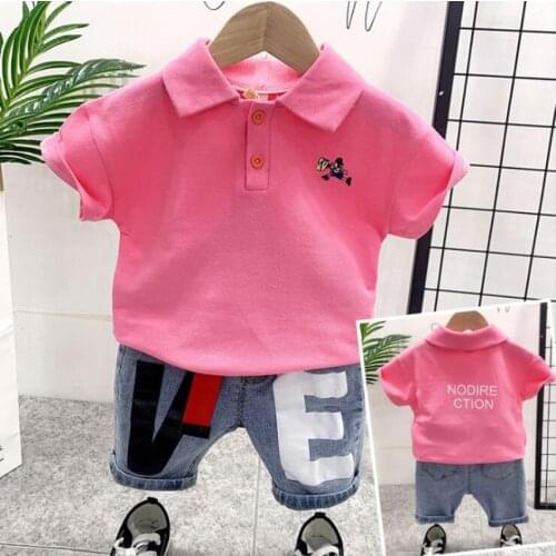 Kids Clothes 2020 New Boys Summer Toddler Lapel T-shirt Tops Shorts Outfits 2Pcs 2-7years Kids Baby Boys Casual Clothes Sets