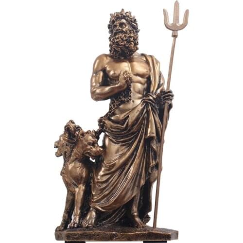 Ancient Greek Poseidon Sculpture European Retro Resin Ornaments Character Warrior Statue Crafts Home Desktop Decoration