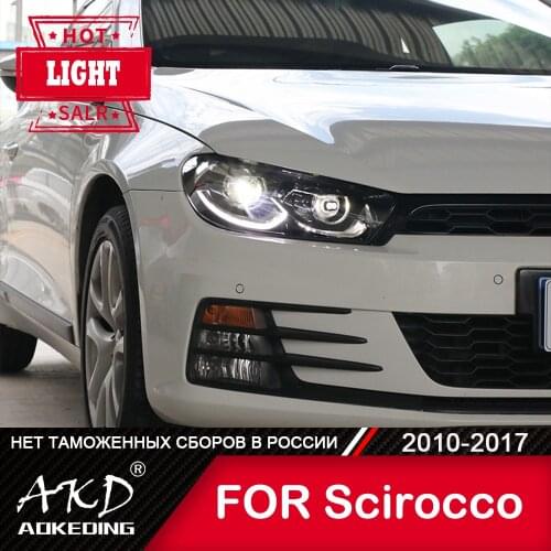 For Car VW Scirocco Head Lamp 2009-2017 Car Accessory Fog Lights Day Running Light DRL H7 LED Bi Xenon Bulb Scirocco Headlights