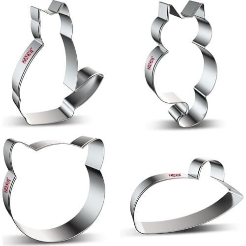 ZADE Cat Biscuit and Fondant Cutter - Stainless Steel Animal cookie cutter
