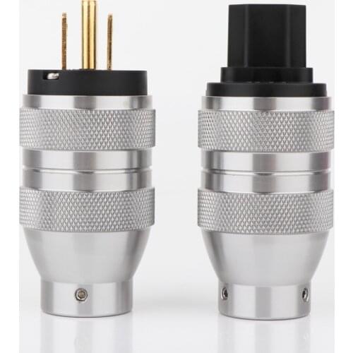 Hi-End Preffair Gold /Rhodium Plated US Power Plug IEC Audio Connector HiFi AC Power Cord Plugs For Audiophile DIY Mains Cable