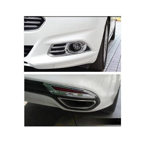 Chrome Front foglight + rear Fog Light cover trim for FORD FUSION 2013 2014