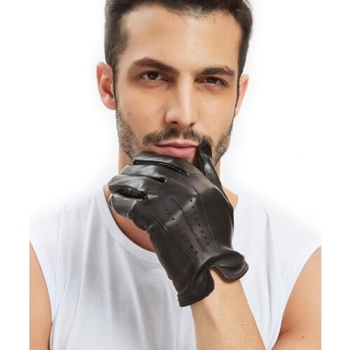 Kimobaa man back lines whole piece of sheep leather gloves black brown
