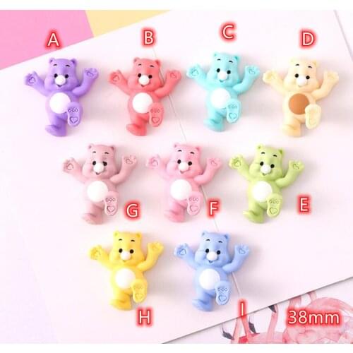 Colorful Baby Bear Cabochons 10pcs cute Cartoon Bear Figure Resin Cabochon Flatback Button Embellishment for scrapbook