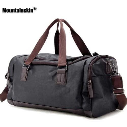 Mountainskin New Mens PU Leather Travel Bags Soft Leather Casual Luggage Handbags Fahion Large Duffle Storage Bags Male SQ001