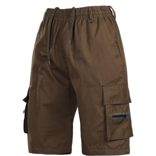 SuOutdoor Mens Sport Shorts Drawstring Baggy Cargo Shorts Male Solid Color Multi-Pockets Short Trousers Loose Sports Overalls