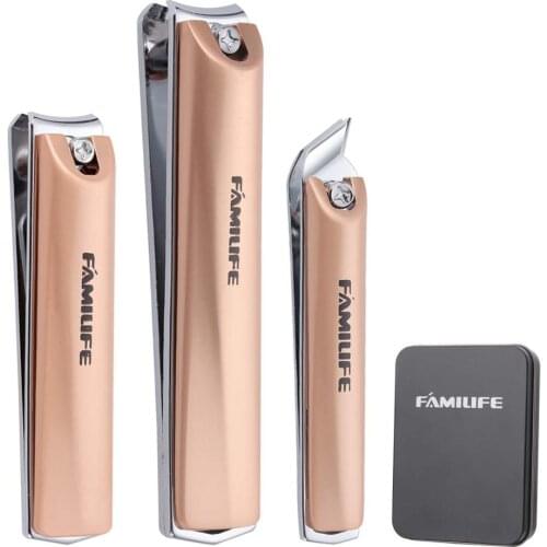 FAMILIFE Nail Clipper Set – Stainless Steel Slant Side Edge Toenail Clippers Set, Large Fingernail Clippers, Toenails Clippers S