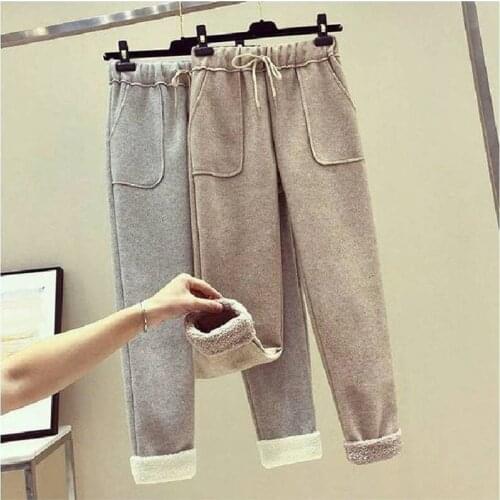 2021 New Winter Thicken Women Pencil Pants Wool Pants Female Autumn High Waist Loose Trousers Capris Soft Good Fabric S-3XL