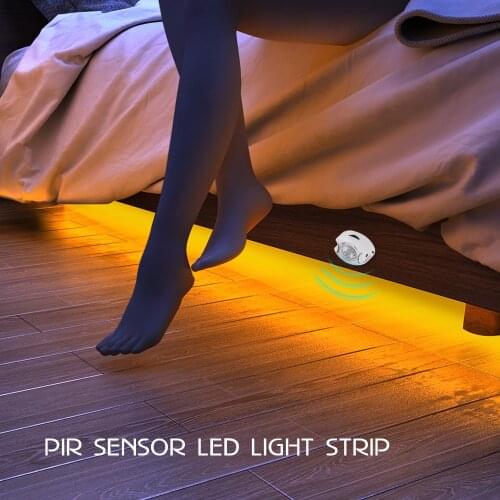 PIR Motion Sensor Closet Wardrobe Stair Hallway Bed Lamp SMD2835 LED Under Cabinet Night Light Flexible LED Strip 12V Tape EU US