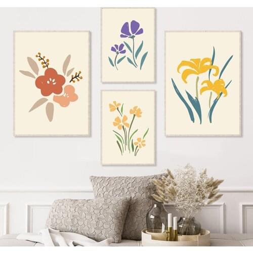 Flower Leaf Elements Poster Contemporary Art Canvas Print Painting Wall Pictures for Living Room Interior Decoration