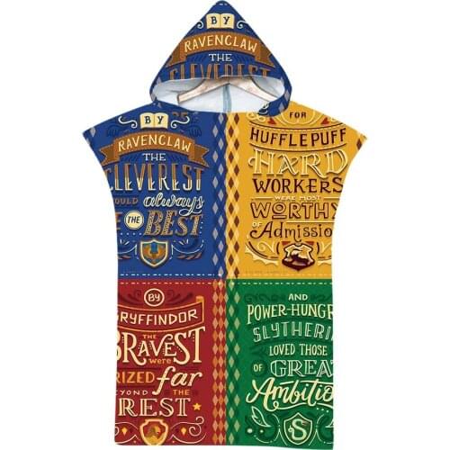 Magic Wizard Hogwartes 3D Printed Hooded Beach Towel Kids Adults Quick Dry Swimming Surfing Bathrobe Cloak Fitness