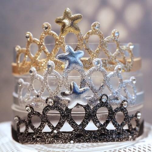 Baby GirlsCrown Headband Princess Girl Headwear Shiny Birthday Headdress Newborn Elastic Hair Accessories Children Party