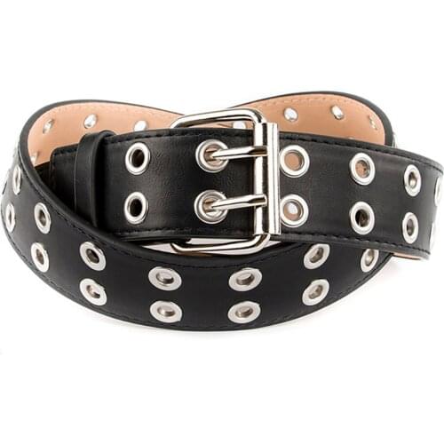 ECHAIN Vintage Rivet Luxury Designer Punk Belts Men High Quality Male Rock Motorcycle Leather Women Waist Strap for Jeans 110cm