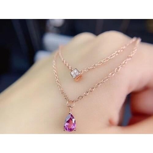 Romantic Water drop chain Natural red garnet Necklace natural gemstone Pendant Necklace S925 silver girl party gift Jewelry