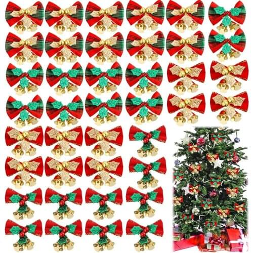 1PCS Christmas Tree Bells Pendant Christmas Tree Bow with bells Ornament Home Holiday Gift Decoration