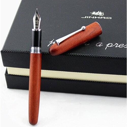 Jinhao High Quality Luxury Wood Fountain Pen Standard Metal Iraurita 0.7mm Fine Nib Calligraphy Ink Pens for Office Writing