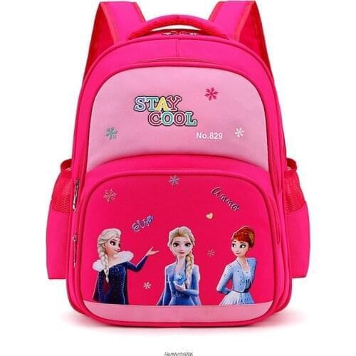 Disney Princess Elsa Orthopedic Girl Backpack For School 3D Cartoon Girls School Bags Children Primary School Grade 1-5 Kids Bag