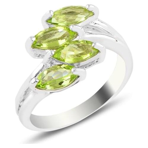 Silver 925 Sterling Peridot Cubic Zirconia Ring