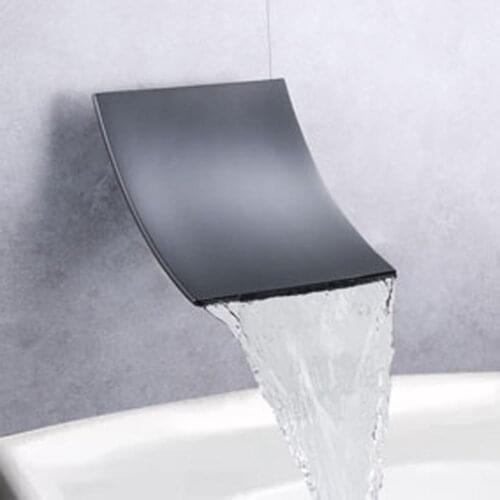 AZOS Black Waterfall Tub Spout Wall Mount High Flow Rate Tub Filler Faucet Bathroom Roman Bathtub High Flow Waterfall Faucet
