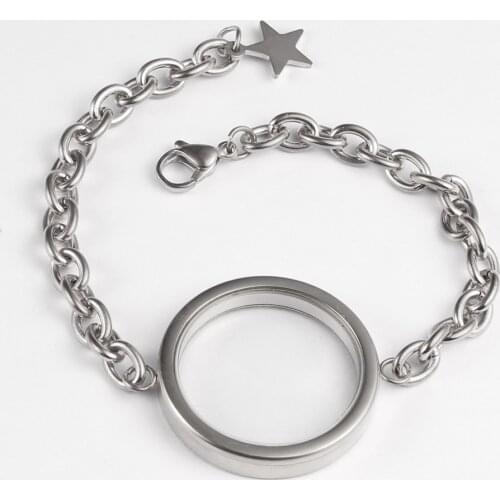 TJP Twist Locket 30mm Screw Top Silver/Rose gold 316L Stainless Steel Floating Glass Living Memory Locket Bracelet