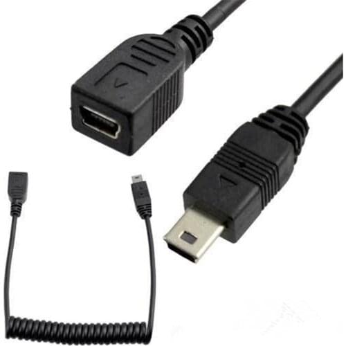 Mini USB2.0 5Pin Male to Female Extension Cable Spiral Coiled USB2.0 Mini 5Pin female jack to male plug extension Adapter cable
