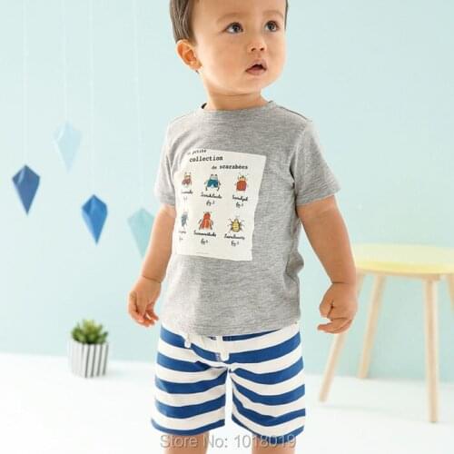 New 2021 Baby Boy Clothes Sets Kids 100% Cotton Summer Print T-shirt Pants 2pc Children Suit Bebe Boys Casual Sports Outfit 1-7Y