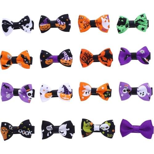 Miss Cute 10pcs Halloween Alligator Hair Clips Ghost/Witch Hat/Pumpkin/Cat Baby Hairpin Halloween Ball Dress Up Hair Accessories
