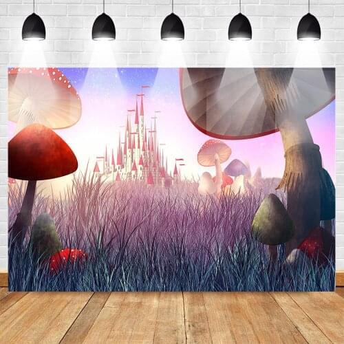 Castle Backdrop for Photography Cartoon Birthday Party Background for Girls Fantasy Mushroom Supplies Prop Photo Shoot