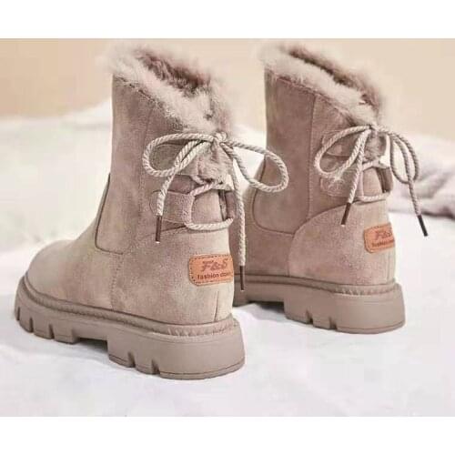 New flat bottom wild plus velvet cotton shoes soft bo Snow boots female high help thick bottom non-slip winter shoes female