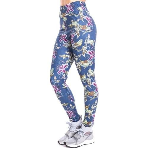 Tropical flowers imitate Jeans Print Legging Push Up Fashion Pants High Waist Workout Jogging For Women Athleisure Leggings